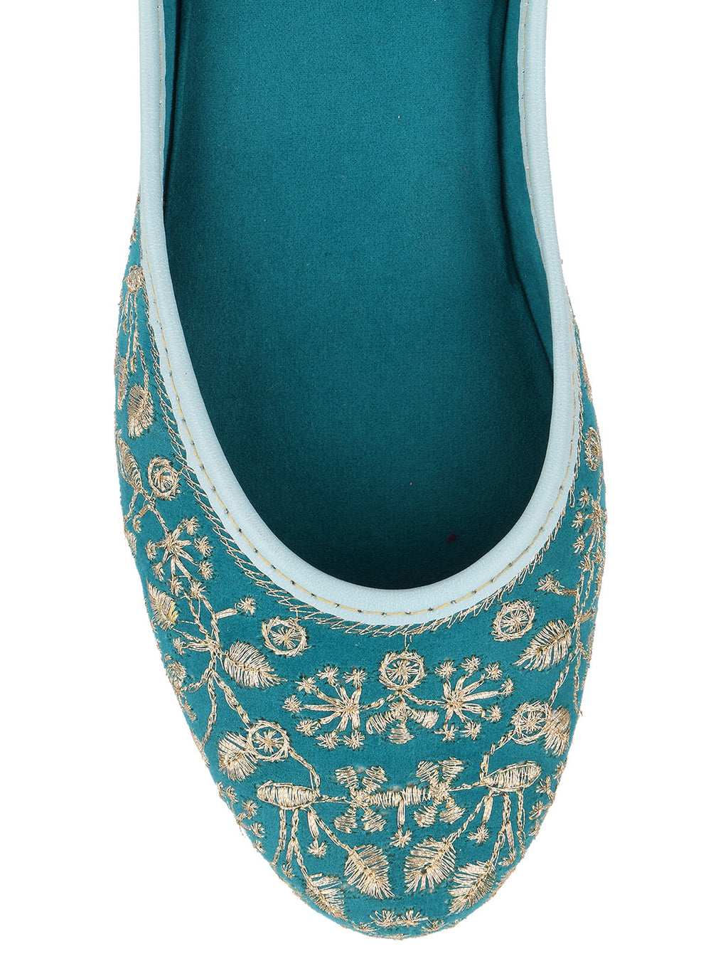 Desi Colour Women Indian Ethnic Footwear-Cushioned Green Emb | Grocsy