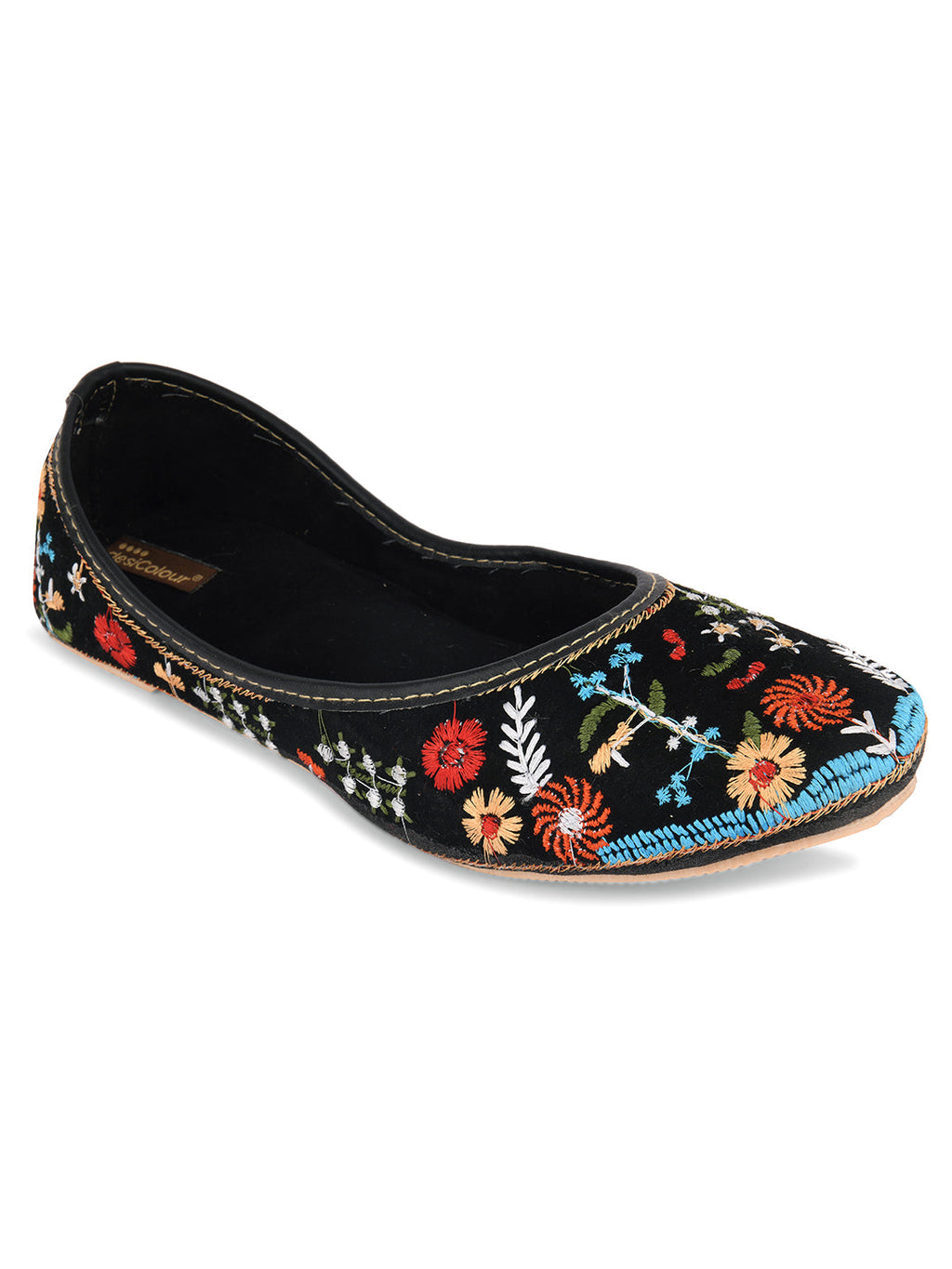 Desi Colour Women Indian Ethnic Footwear-Black Heavy Work-LR | Grocsy