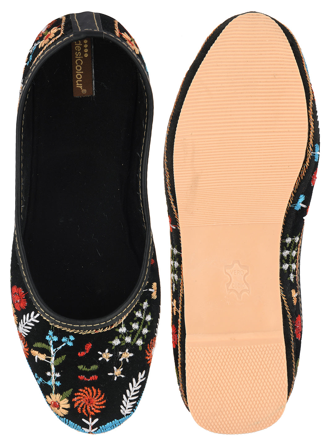 Desi Colour Women Indian Ethnic Footwear-Black Heavy Work-LR | Grocsy