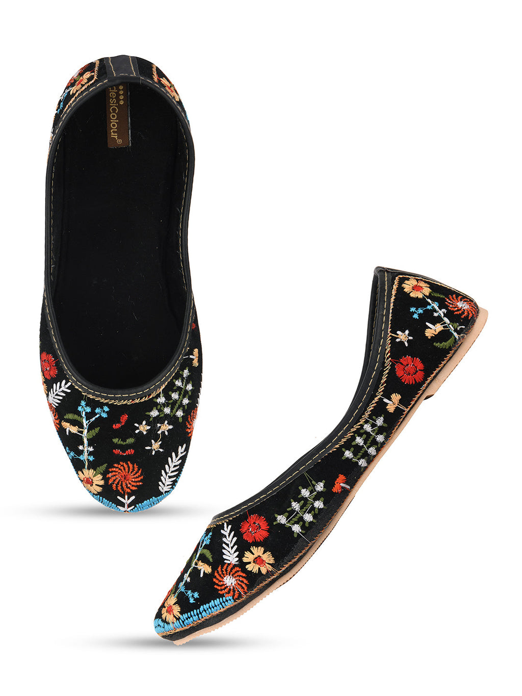 Desi Colour Women Indian Ethnic Footwear-Black Heavy Work-LR | Grocsy