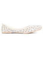 Desi Colour Women Indian Ethnic Footwear-Cushioned White Heavy Emb | Grocsy