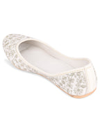 Desi Colour Women Indian Ethnic Footwear-Cushioned White Heavy Emb | Grocsy