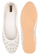 Desi Colour Women Indian Ethnic Footwear-Cushioned White Heavy Emb | Grocsy