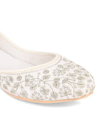 Desi Colour Women Indian Ethnic Footwear-Cushioned White Heavy Emb | Grocsy