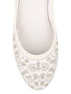 Desi Colour Women Indian Ethnic Footwear-Cushioned White Heavy Emb | Grocsy
