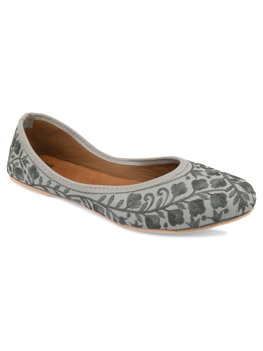 Desi Colour Women Indian Ethnic Footwear-Grey Heavy Work-LR | Grocsy