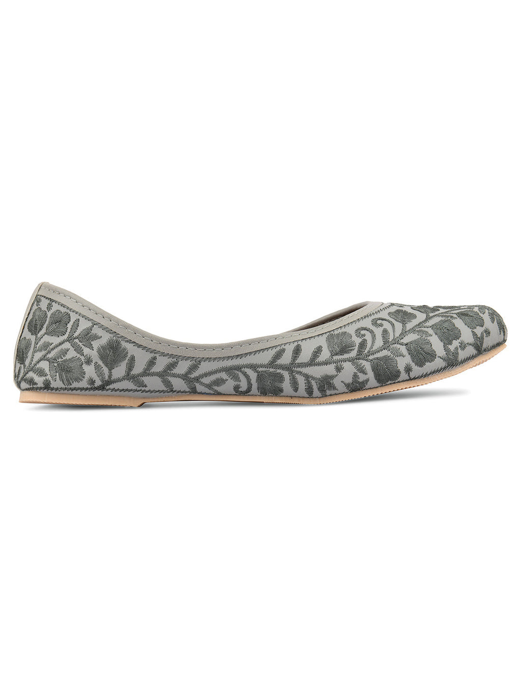 Desi Colour Women Indian Ethnic Footwear-Grey Heavy Work-LR | Grocsy