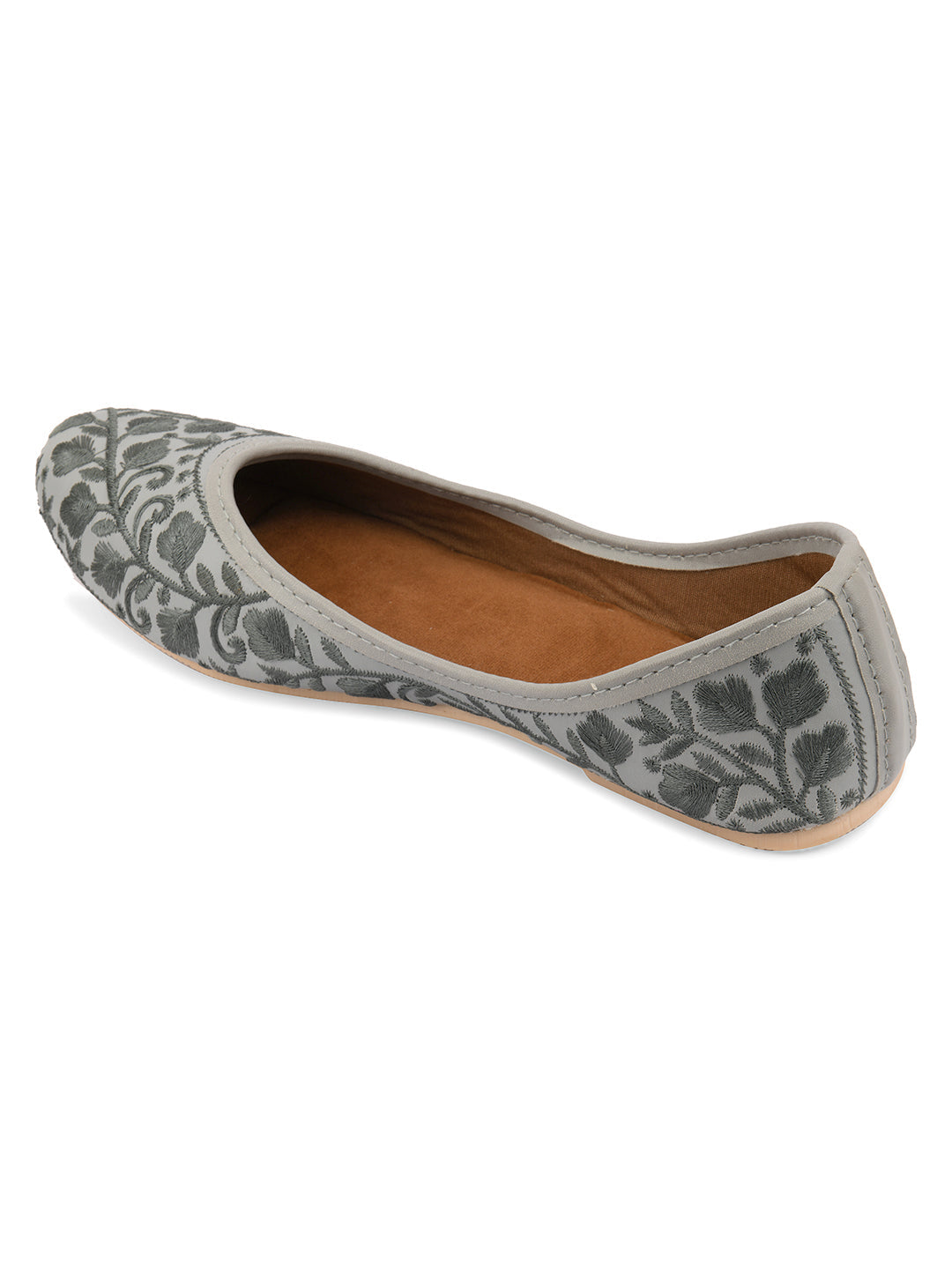 Desi Colour Women Indian Ethnic Footwear-Grey Heavy Work-LR | Grocsy