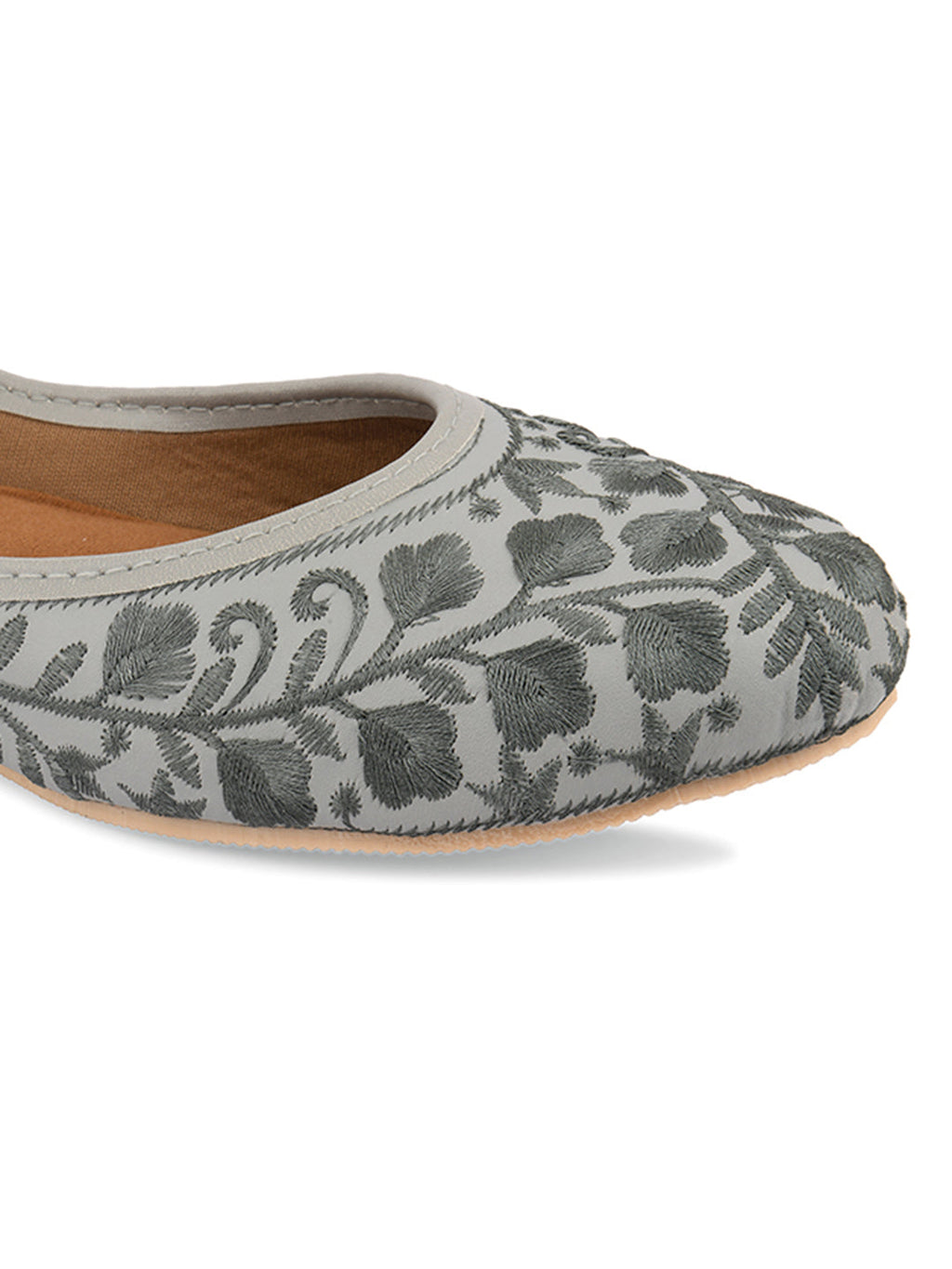 Desi Colour Women Indian Ethnic Footwear-Grey Heavy Work-LR | Grocsy