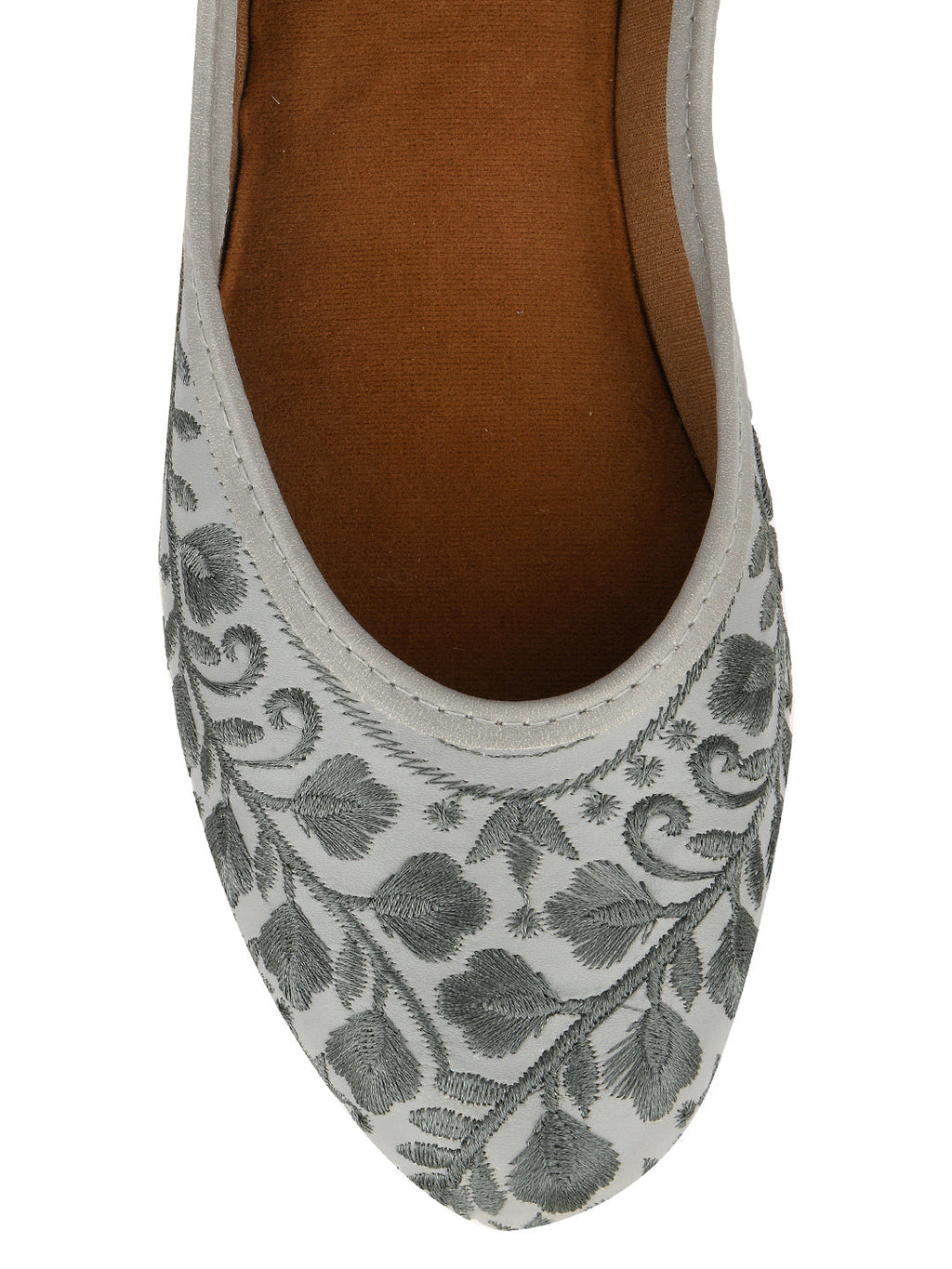 Desi Colour Women Indian Ethnic Footwear-Grey Heavy Work-LR | Grocsy