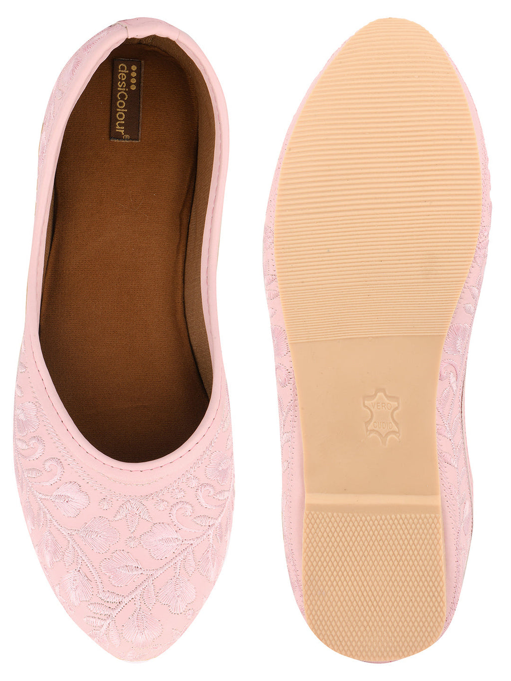 Desi Colour Women Indian Ethnic Footwear-Pink Heavy Work-LR | Grocsy