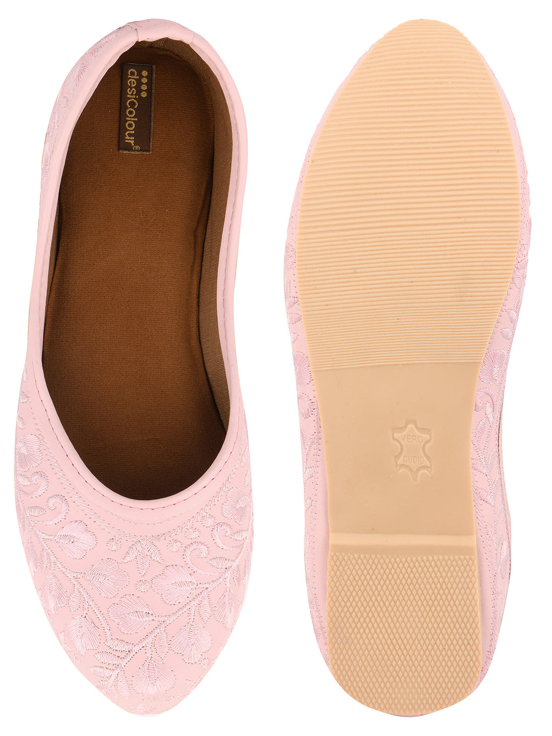 Desi Colour Women Indian Ethnic Footwear-Pink Heavy Work-LR | Grocsy