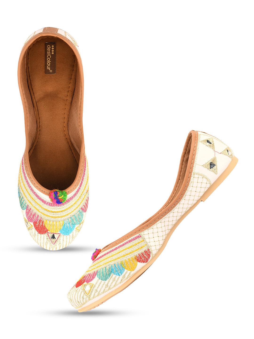 Desi Colour Women Indian Ethnic Footwear-Multi Flower | Grocsy