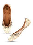 Desi Colour Women Indian Ethnic Footwear-Off White-Gungroo | Grocsy