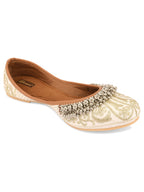 Desi Colour Women Indian Ethnic Footwear-Off White-Gungroo | Grocsy
