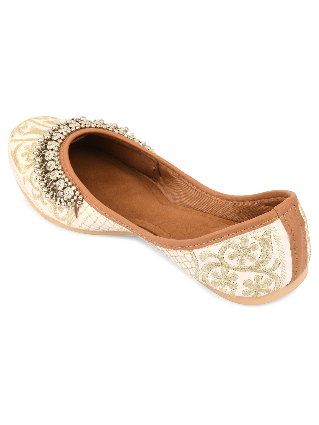 Desi Colour Women Indian Ethnic Footwear-Off White-Gungroo | Grocsy