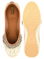 Desi Colour Women Indian Ethnic Footwear-Off White-Gungroo | Grocsy