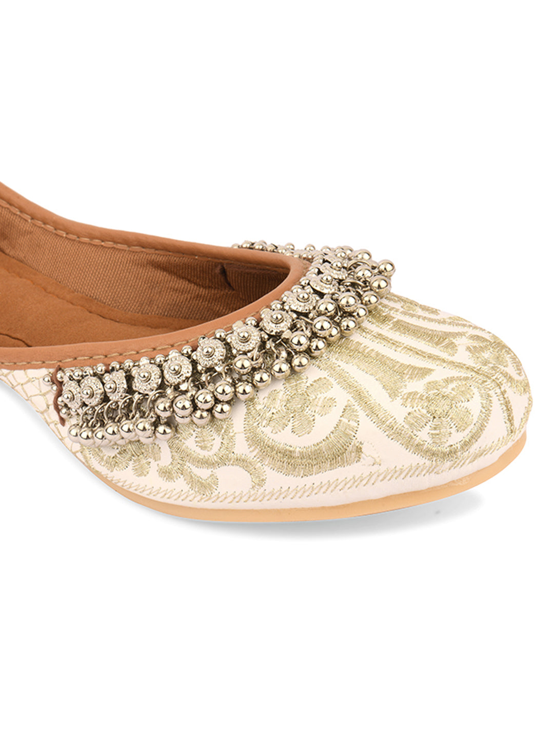 Desi Colour Women Indian Ethnic Footwear-Off White-Gungroo | Grocsy
