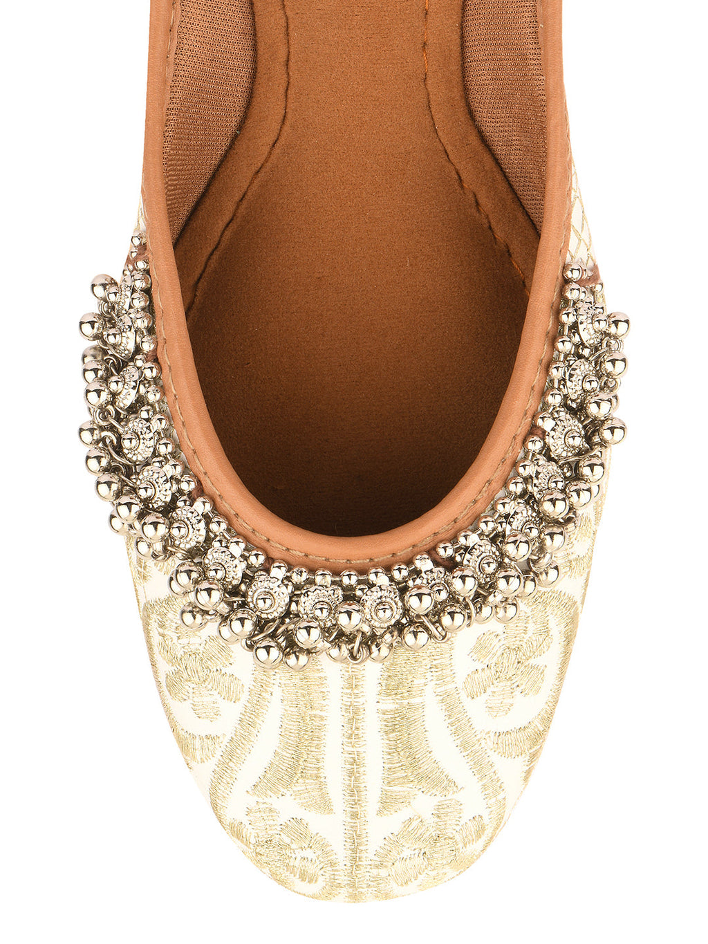 Desi Colour Women Indian Ethnic Footwear-Off White-Gungroo | Grocsy
