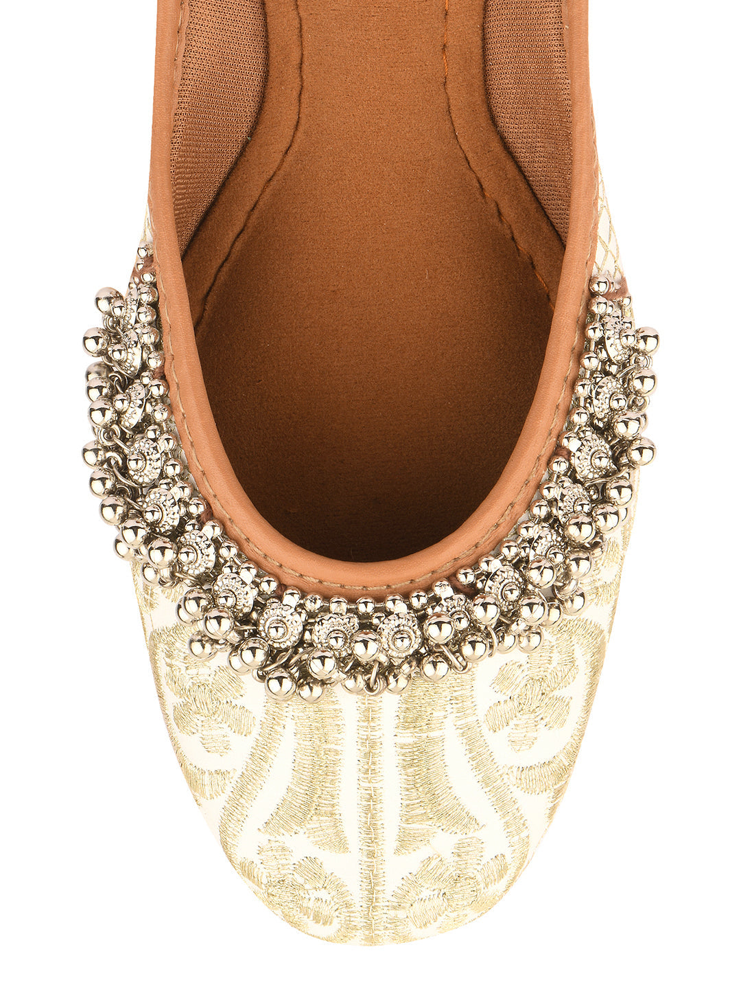 Desi Colour Women Indian Ethnic Footwear-Off White-Gungroo | Grocsy
