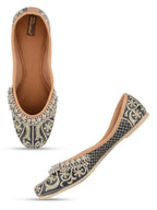 Desi Colour Women Indian Ethnic Footwear-Black Gungroo | Grocsy