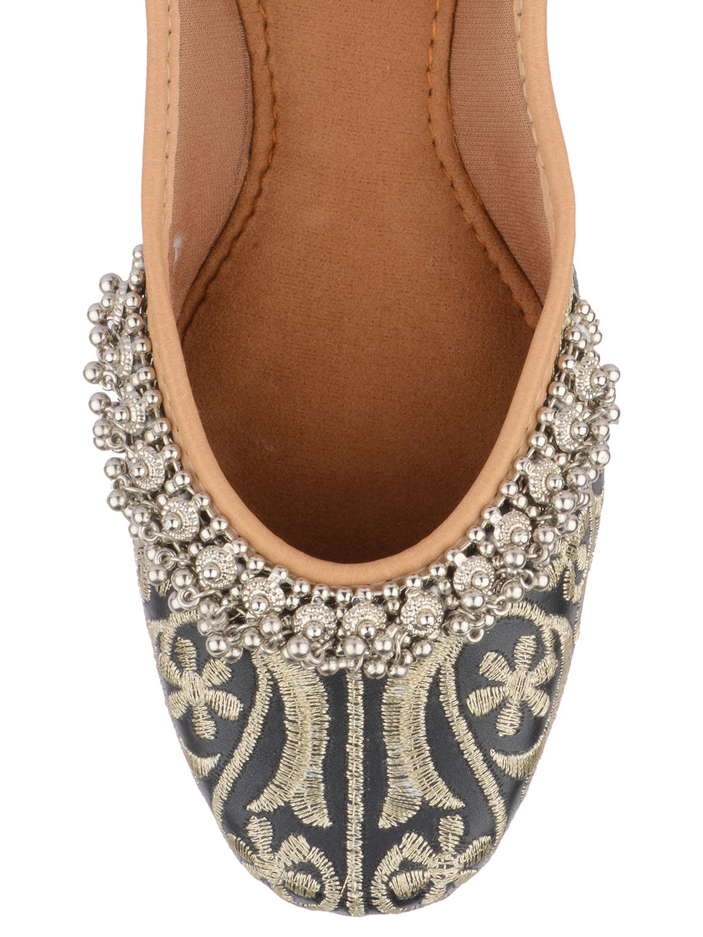 Desi Colour Women Indian Ethnic Footwear-Black Gungroo | Grocsy