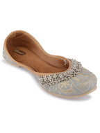 Desi Colour Women Indian Ethnic Footwear-Grey Gungroo | Grocsy