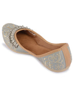 Desi Colour Women Indian Ethnic Footwear-Grey Gungroo | Grocsy