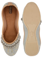 Desi Colour Women Indian Ethnic Footwear-Grey Gungroo | Grocsy