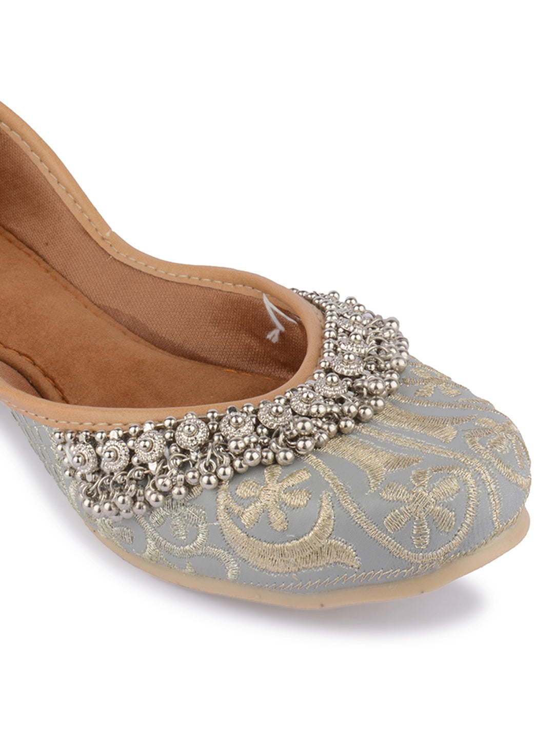 Desi Colour Women Indian Ethnic Footwear-Grey Gungroo | Grocsy