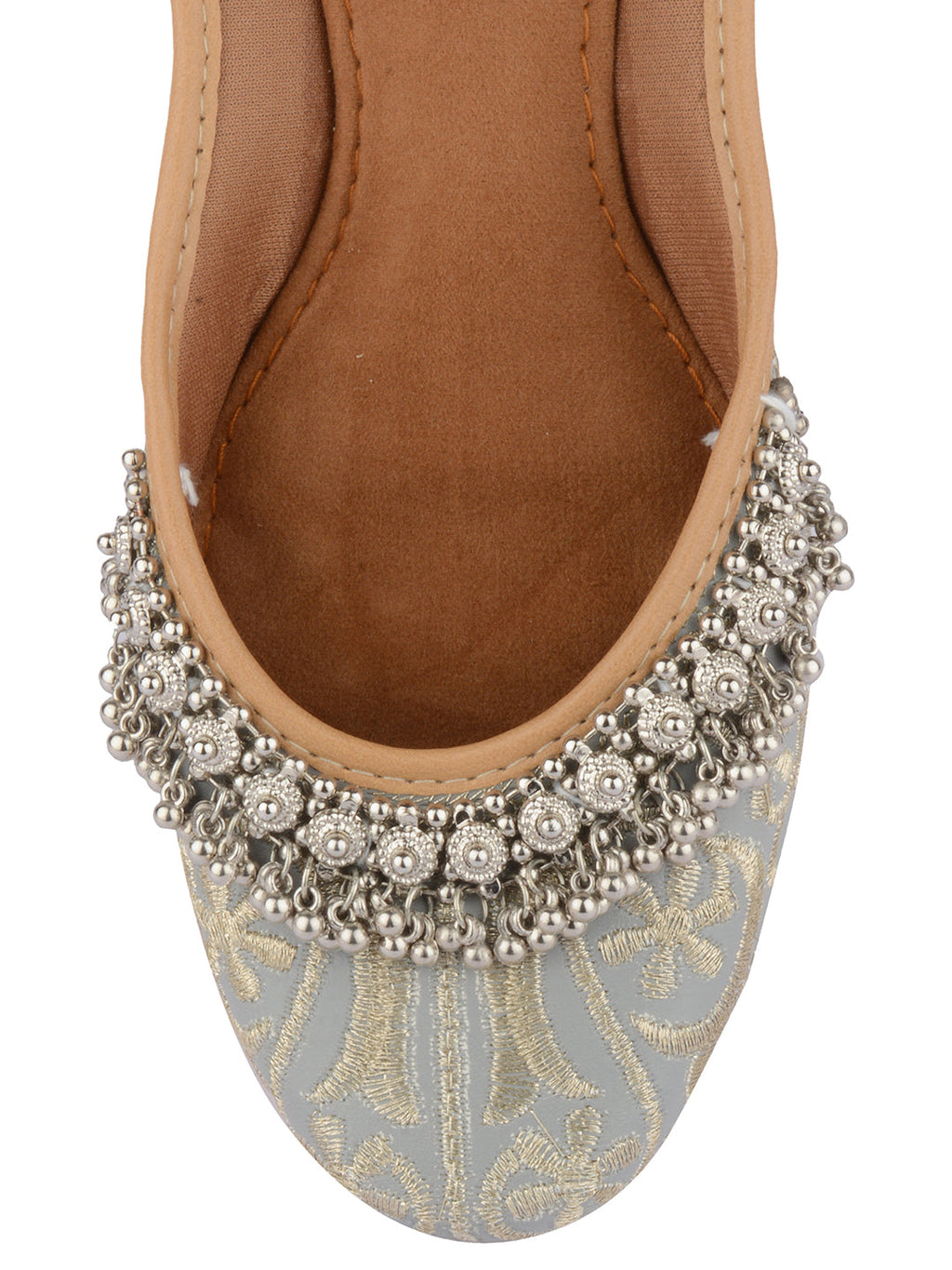 Desi Colour Women Indian Ethnic Footwear-Grey Gungroo | Grocsy