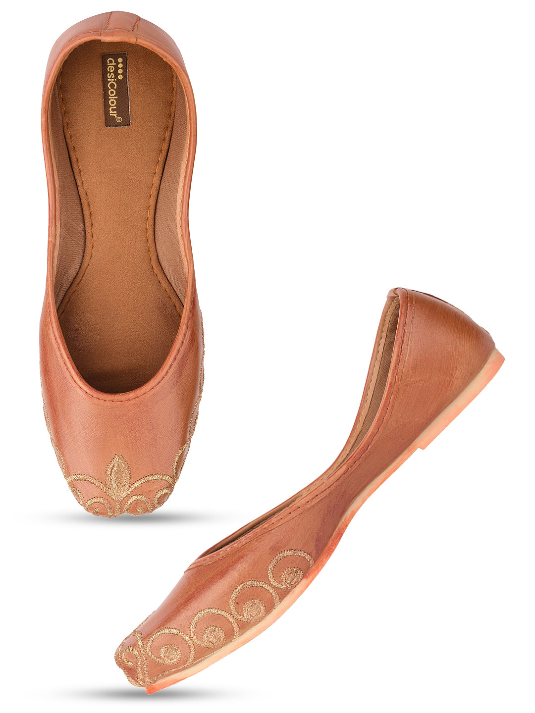 Desi Colour Women Indian Ethnic Footwear-Polish-Light Brown 1 | Grocsy