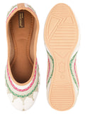 Desi Colour Women Indian Ethnic Footwear-White Zari Work | Grocsy