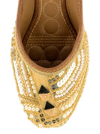 Desi Colour Women Indian Ethnic Footwear-Golden Mirror Emb | Grocsy