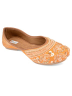 Desi Colour Women Indian Ethnic Footwear-Party Wear Orange Pearl Work | Grocsy