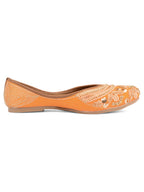 Desi Colour Women Indian Ethnic Footwear-Party Wear Orange Pearl Work | Grocsy