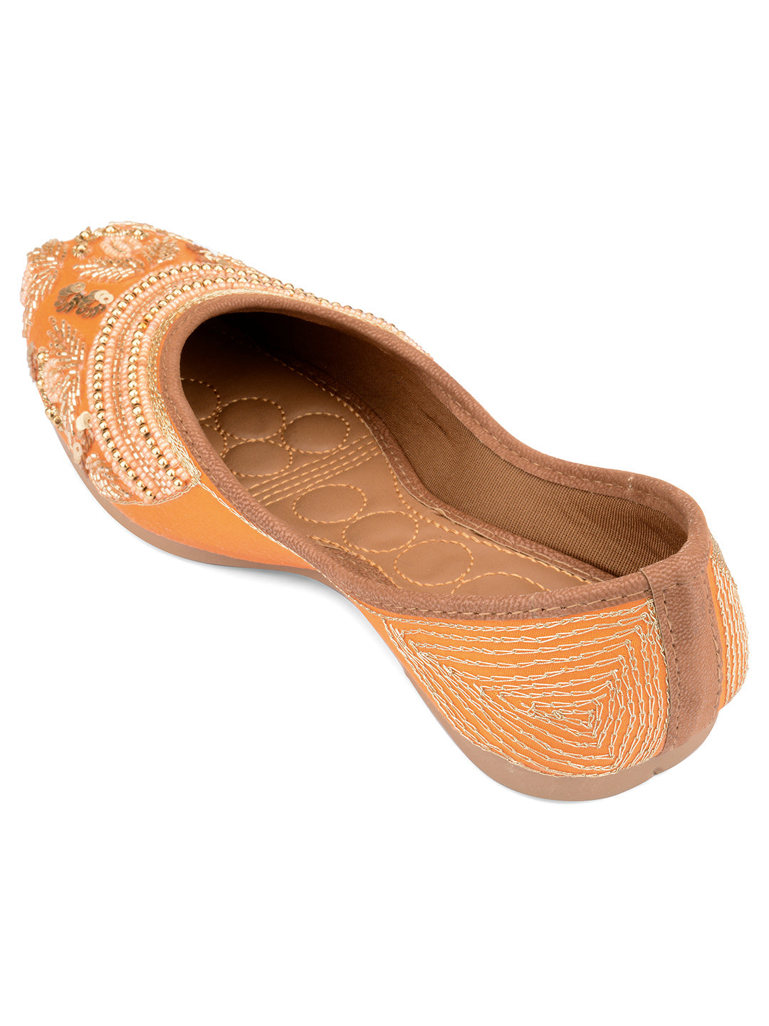 Desi Colour Women Indian Ethnic Footwear-Party Wear Orange Pearl Work | Grocsy