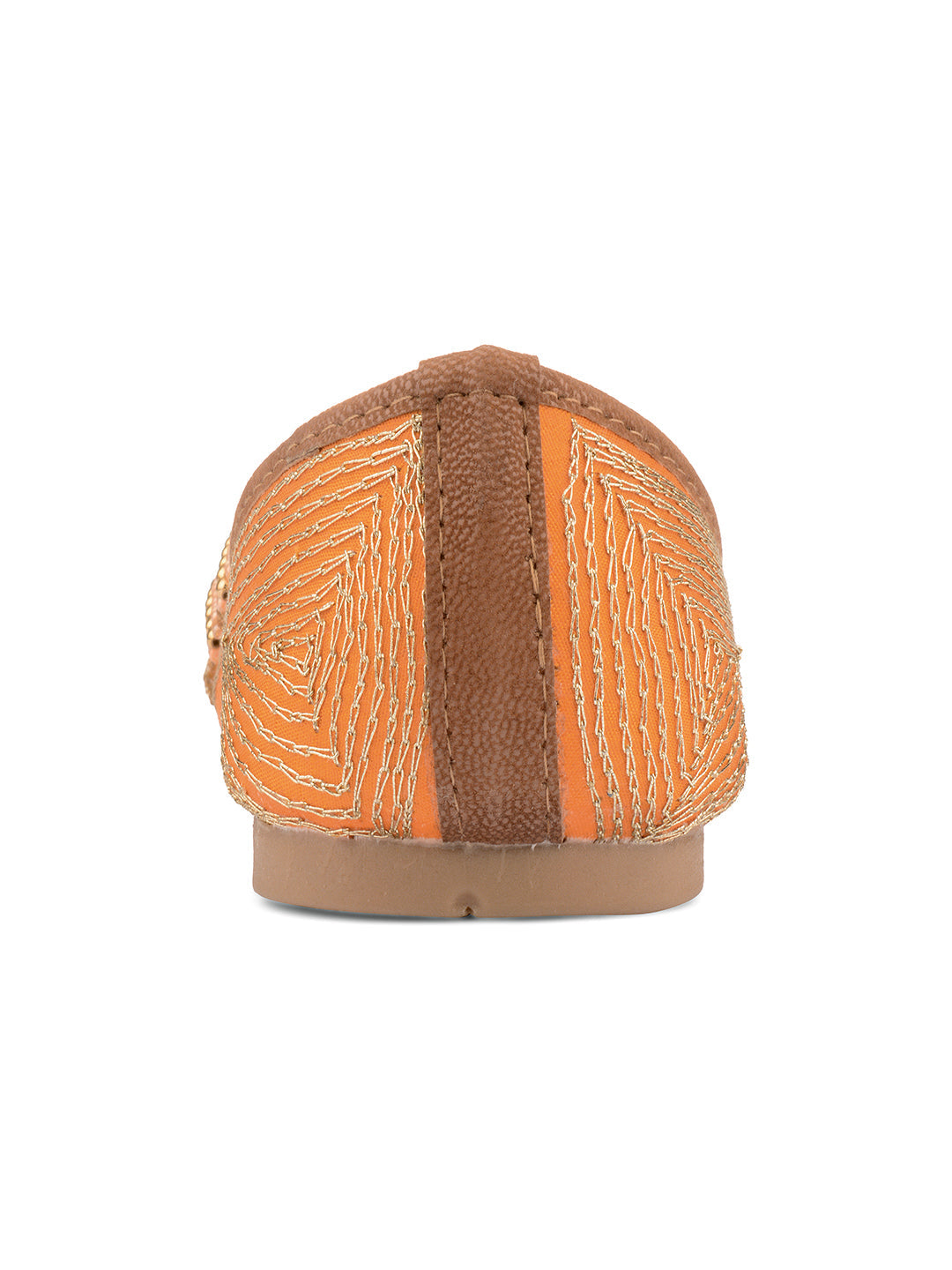 Desi Colour Women Indian Ethnic Footwear-Party Wear Orange Pearl Work | Grocsy
