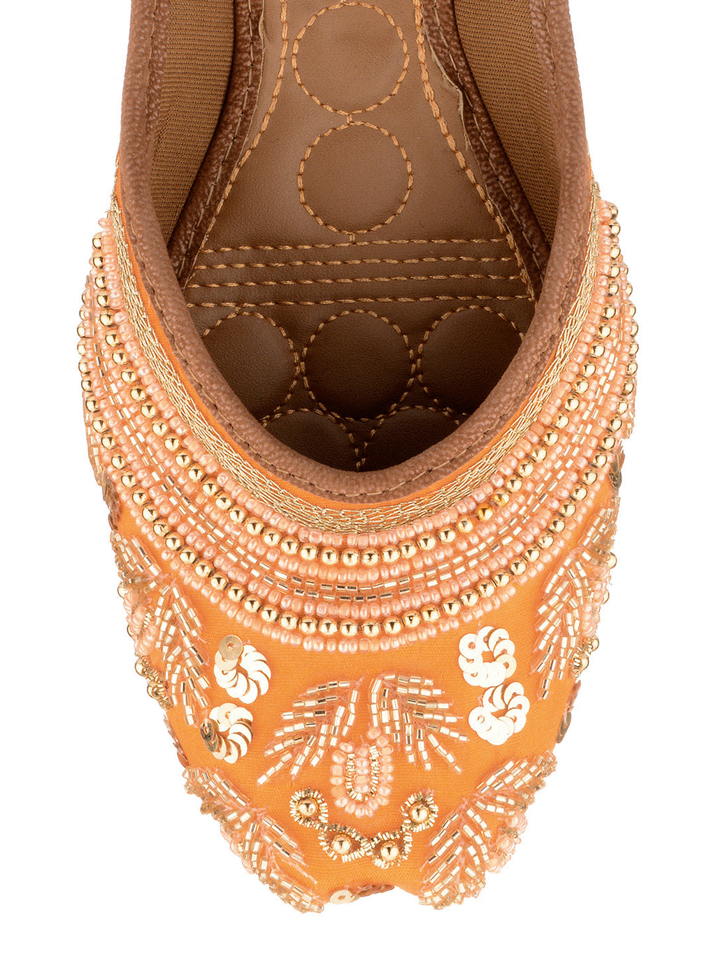 Desi Colour Women Indian Ethnic Footwear-Party Wear Orange Pearl Work | Grocsy