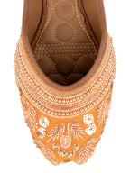 Desi Colour Women Indian Ethnic Footwear-Party Wear Orange Pearl Work | Grocsy