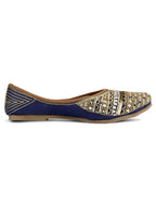 Desi Colour Women Indian Ethnic Footwear-Party Wear Navy Blue Emb | Grocsy