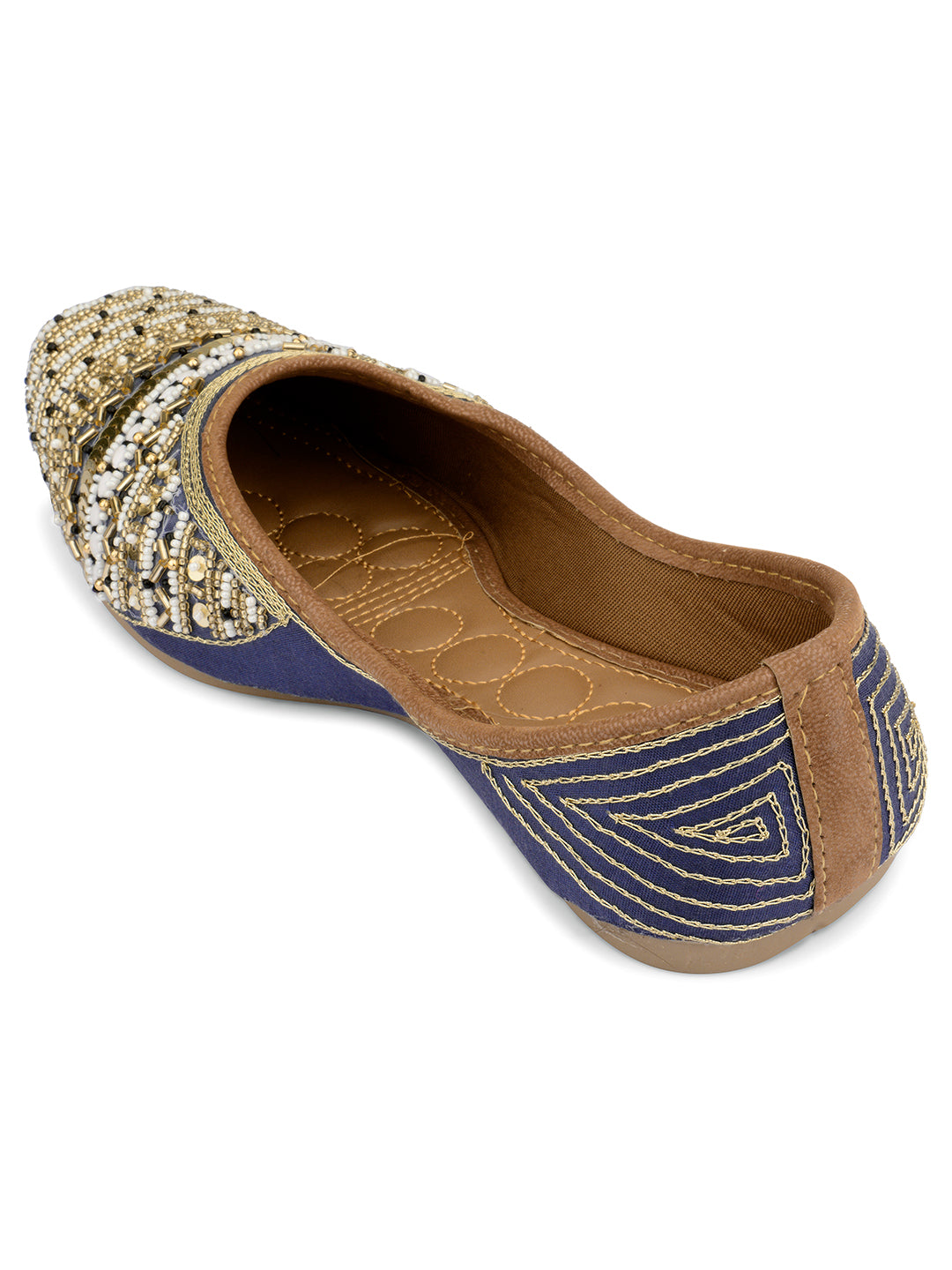 Desi Colour Women Indian Ethnic Footwear-Party Wear Navy Blue Emb | Grocsy
