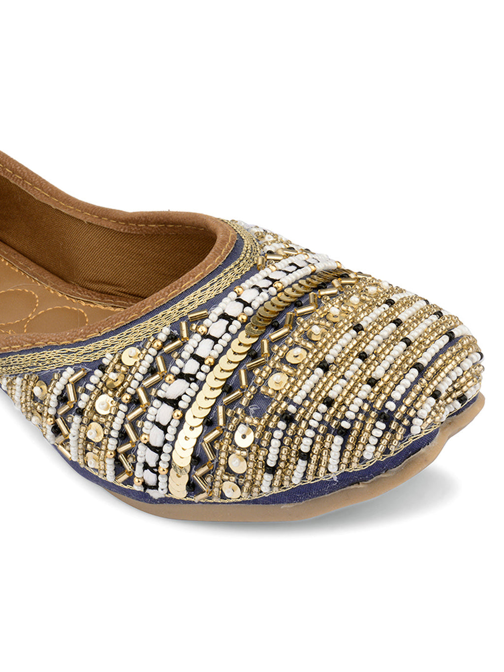 Desi Colour Women Indian Ethnic Footwear-Party Wear Navy Blue Emb | Grocsy