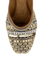 Desi Colour Women Indian Ethnic Footwear-Party Wear Navy Blue Emb | Grocsy