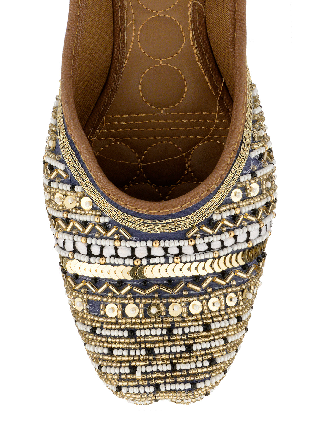 Desi Colour Women Indian Ethnic Footwear-Party Wear Navy Blue Emb | Grocsy