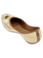 Desi Colour Women Indian Ethnic Footwear-Party Wear Off White Emb | Grocsy
