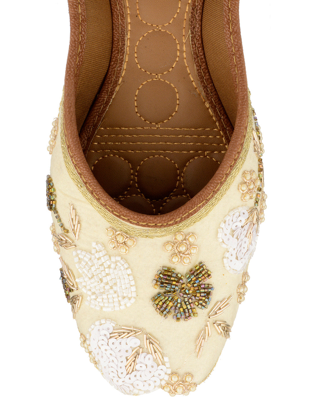 Desi Colour Women Indian Ethnic Footwear-Party Wear Off White Emb | Grocsy
