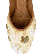 Desi Colour Women Indian Ethnic Footwear-Party Wear Off White Emb | Grocsy