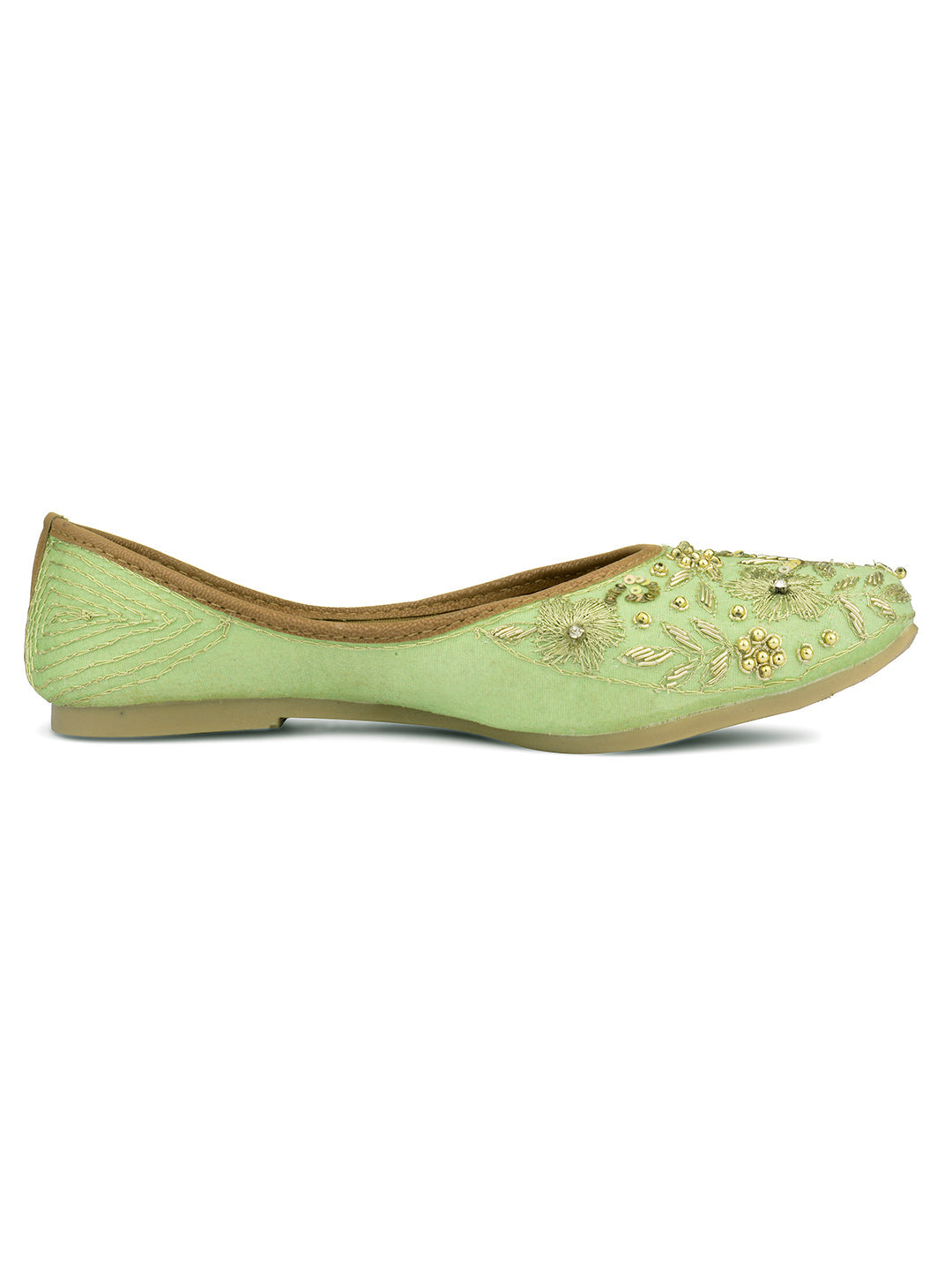 Desi Colour Women Indian Ethnic Footwear-Party Wear Sea Green Emb | Grocsy