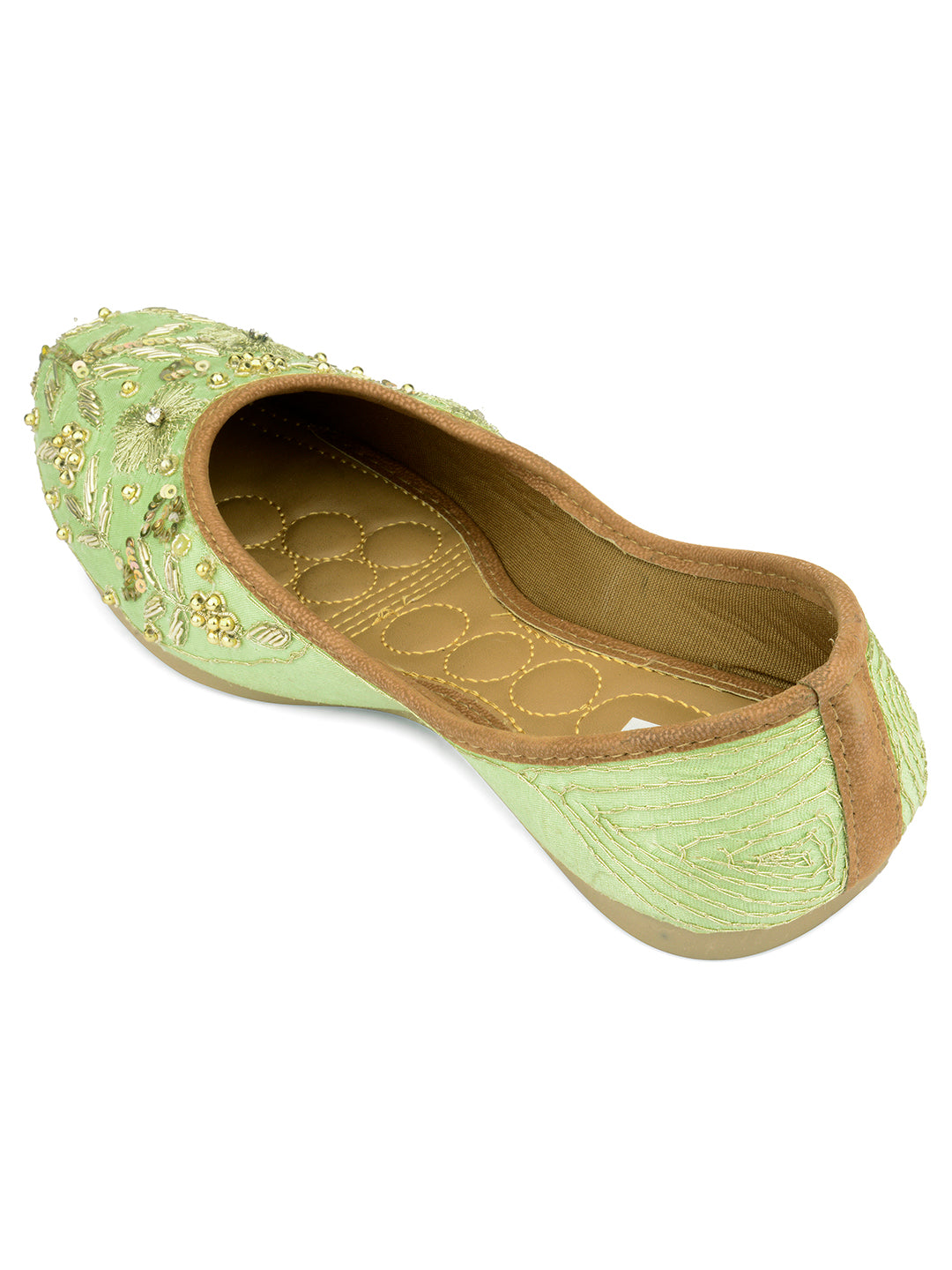 Desi Colour Women Indian Ethnic Footwear-Party Wear Sea Green Emb | Grocsy